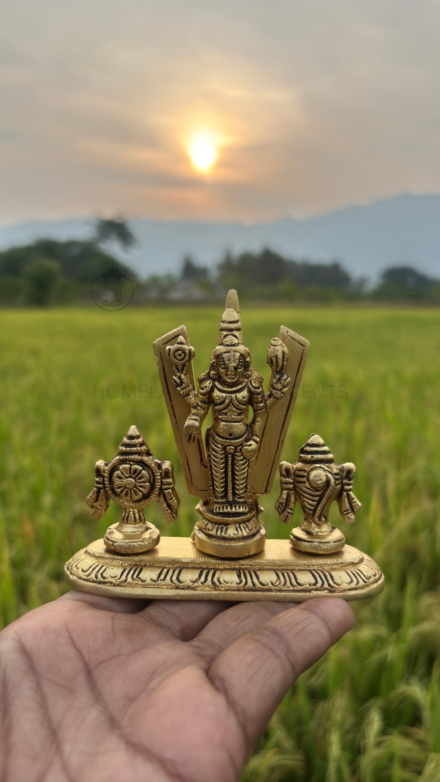 Small Brass Perumal Idol with Shanku Chakra Naamam