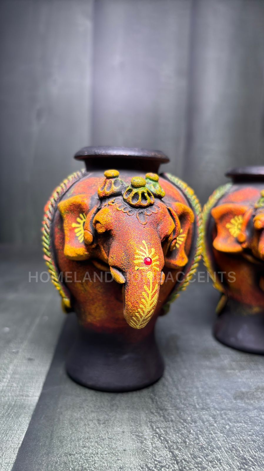 Handcrafted Elephant Face Terracotta Vase