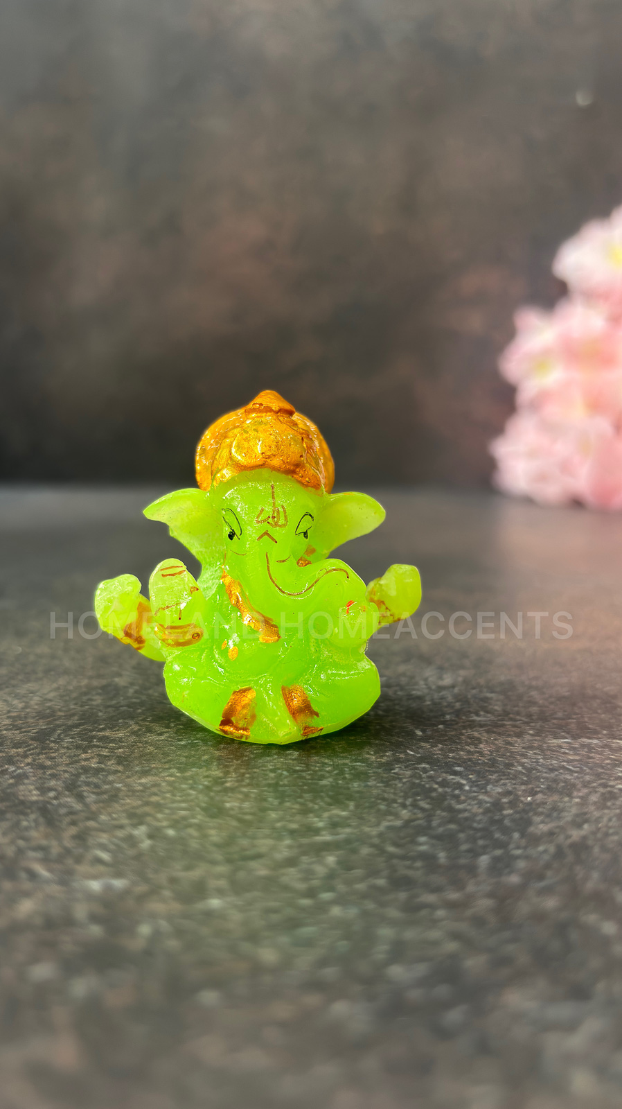 Bright Green Decorative Radium Resin Ganesha Idol