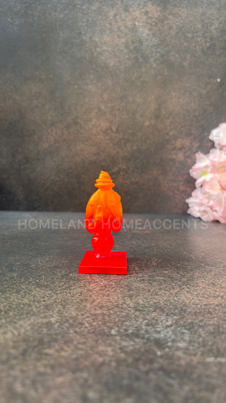 Glass Ganesha Figurine - Vibrant Orange-Red Gradient