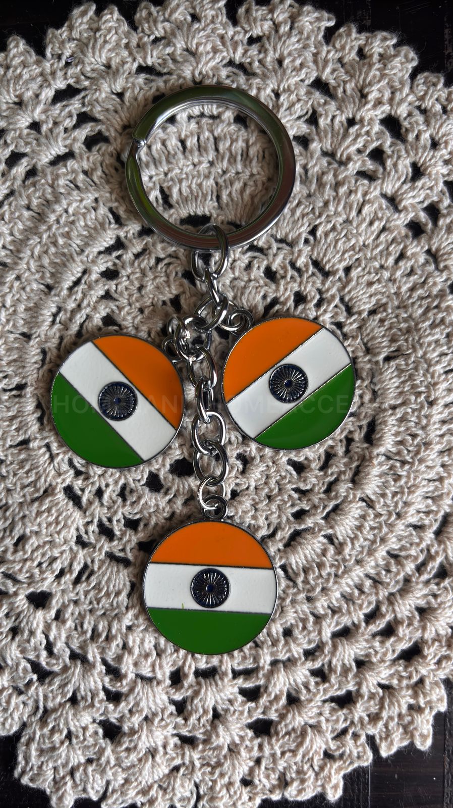 Metal Indian flag Keychain - 3.5x1.5 inches
