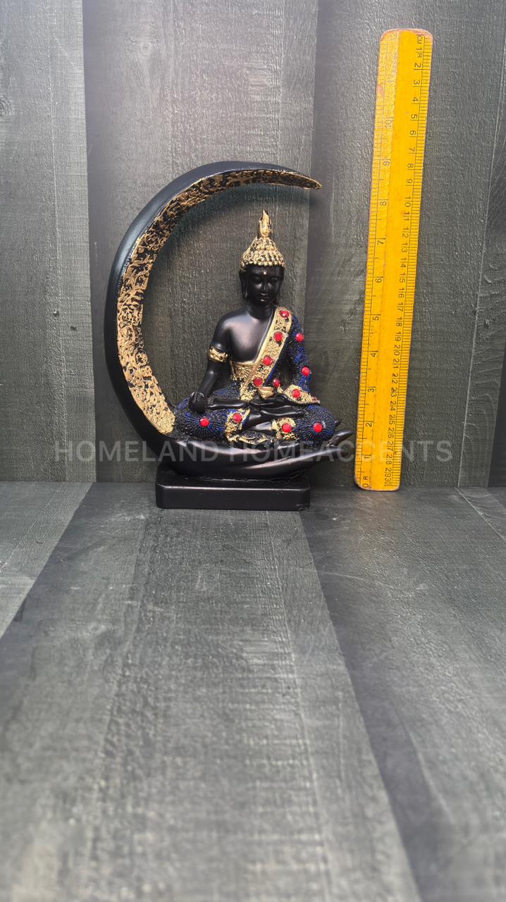 Moon Buddha Idol – Polyresin Decorative Showpiece