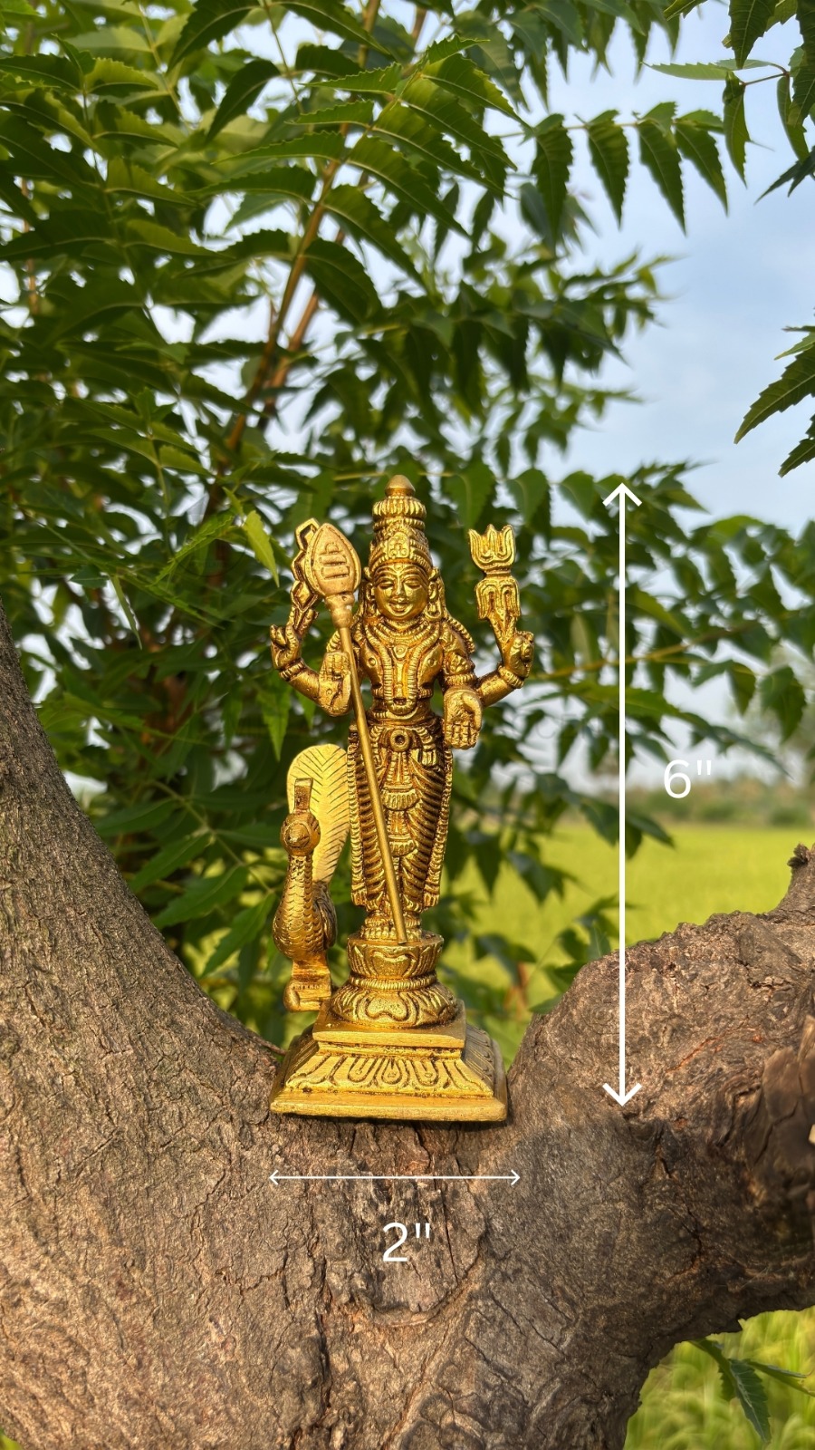Vel Murugan Brass Idol 6 inches