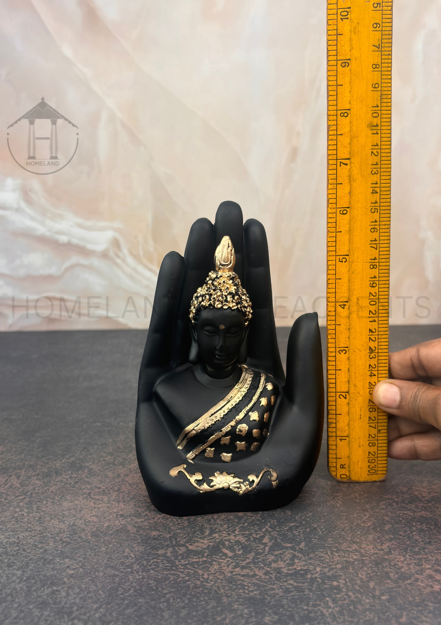 Hand Buddha Statue - Black Resin