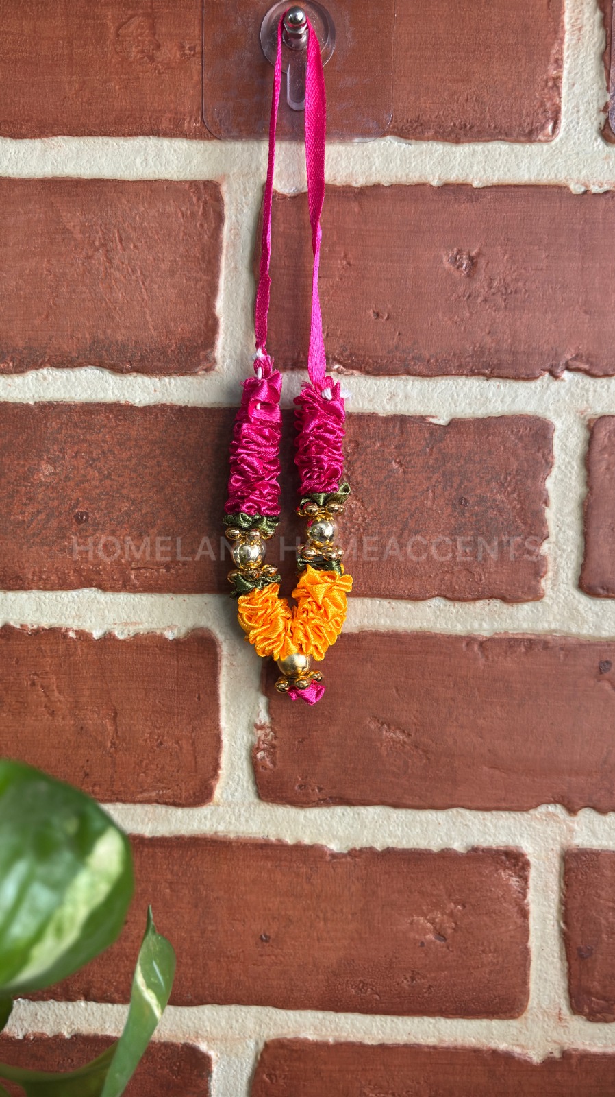 Mini Maalai/Garland with Beads Detailing - Pink&Orange