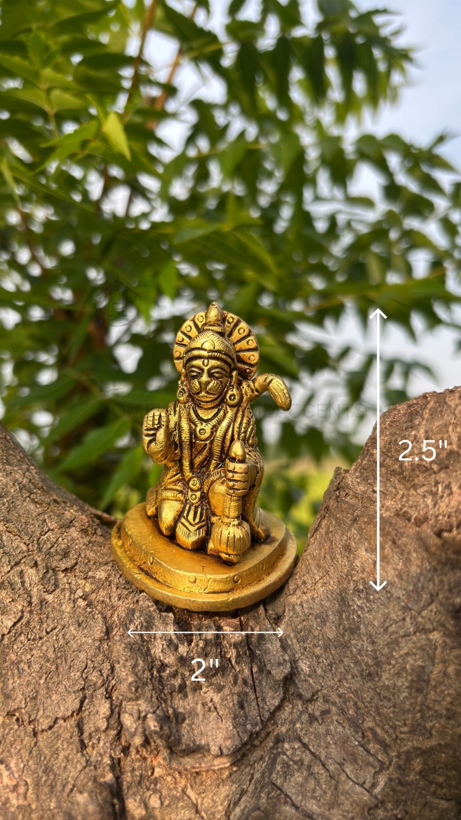 Mini Brass Lord Hanuman Idol 2.5 Inch