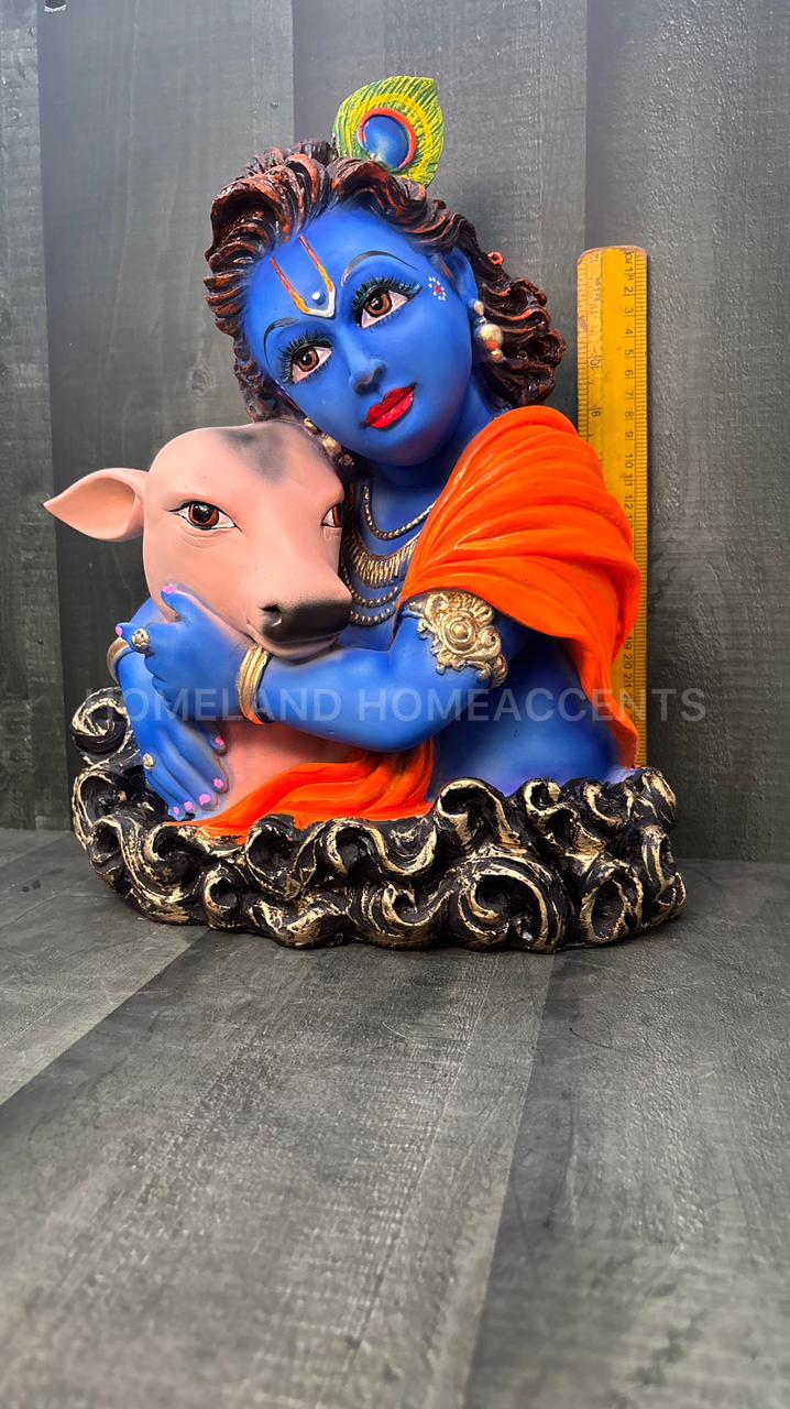 Krishna with Calf – Graceful Resin Idol | 13 Inches