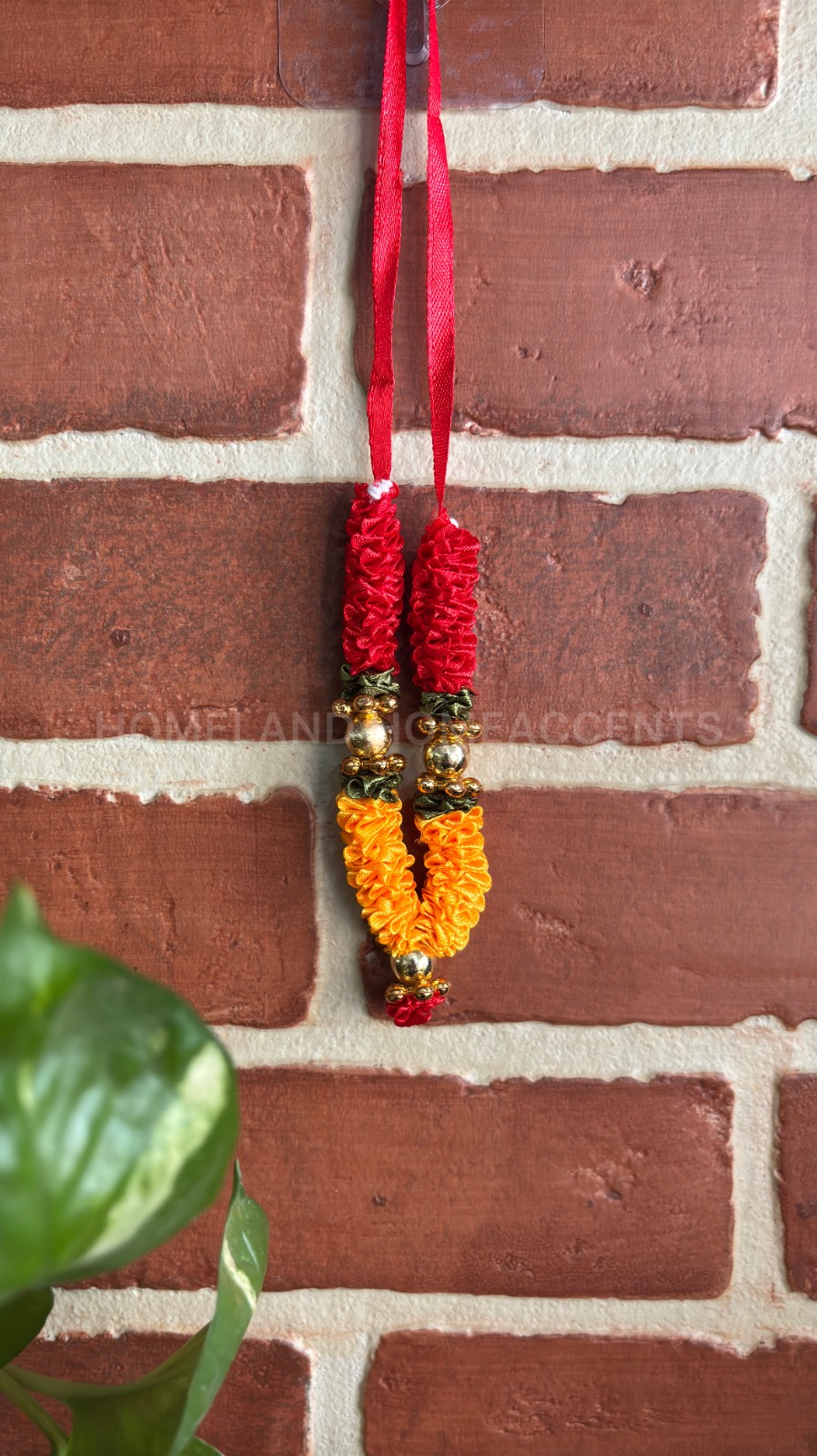 Mini Maalai/Garland with Beads Detailing - Red&Orange