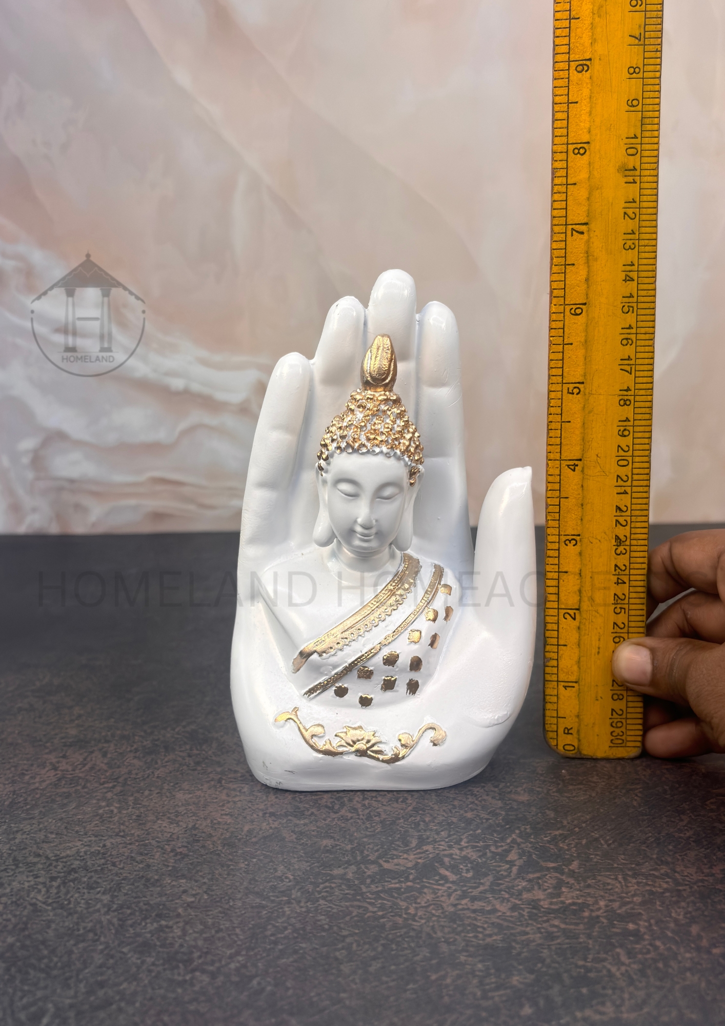 Hand Buddha Statue - White Resin