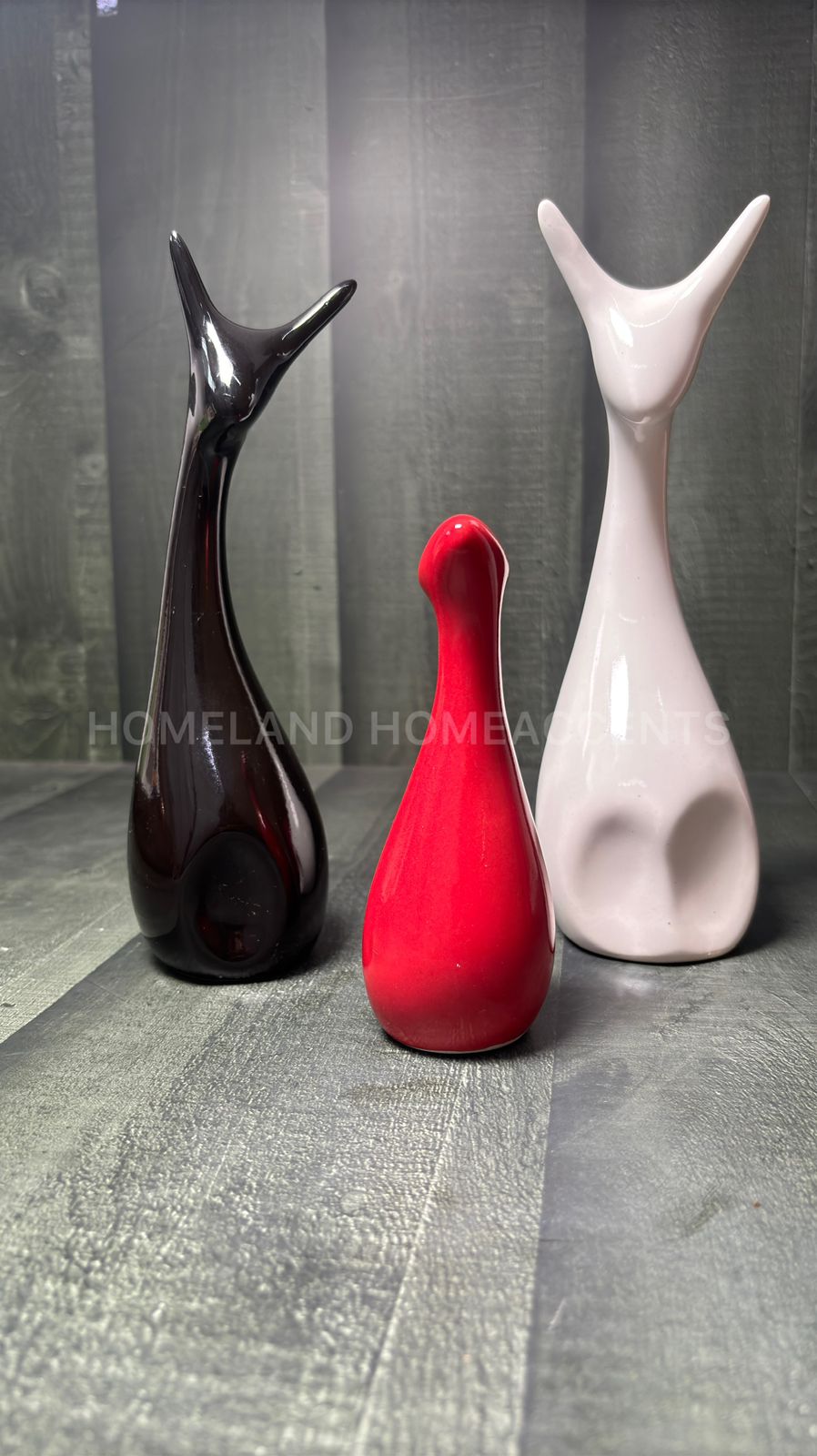 Modern Ceramic Deer Family Showpiece – Set of 3 (Glossy Finish, 675g)