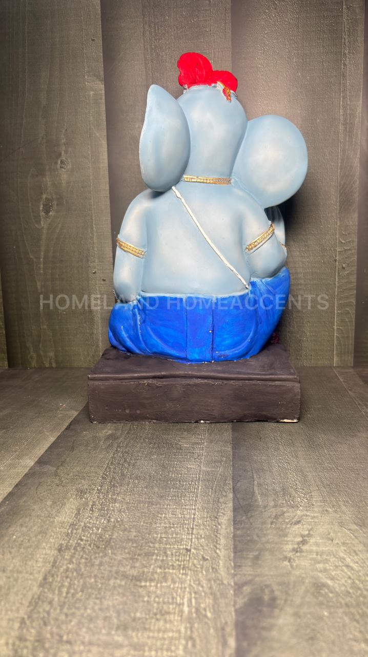 Blue Ganesha Idol with Hibiscus 1FT – Polyresin Showpiece