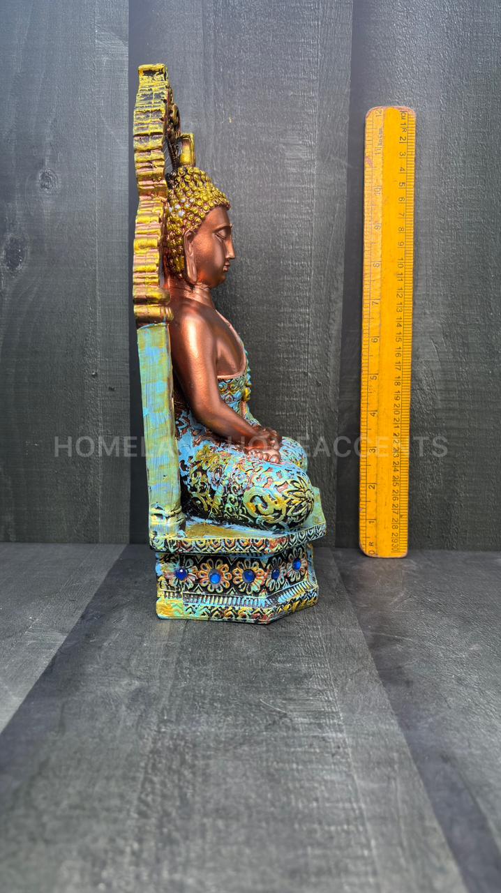 Majestic Sitting Buddha Idol with Arch Backrest – 11.5 Inches
