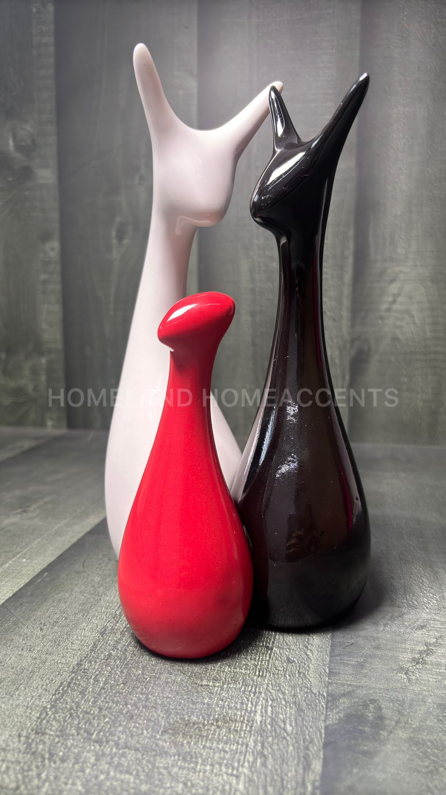 Modern Ceramic Deer Family Showpiece – Set of 3 (Glossy Finish, 675g)