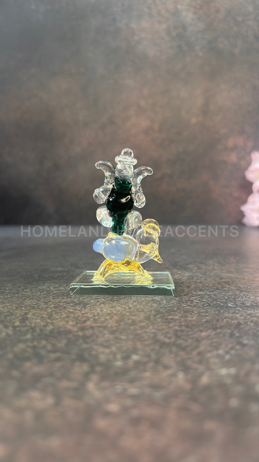 Glass Ganesha Riding on Mouse Statue