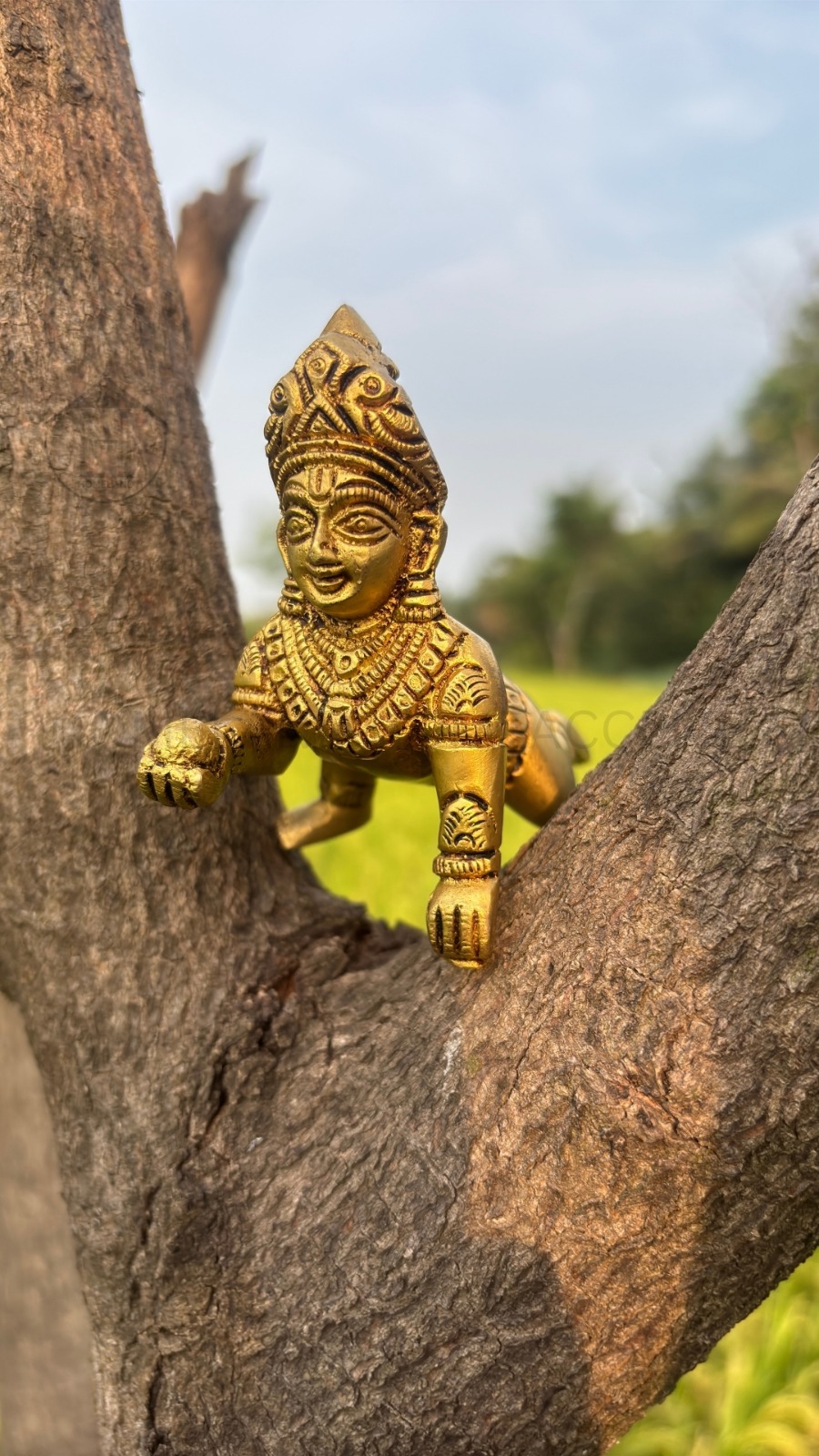 Brass Laddu Krishna Idol 3.3 inches