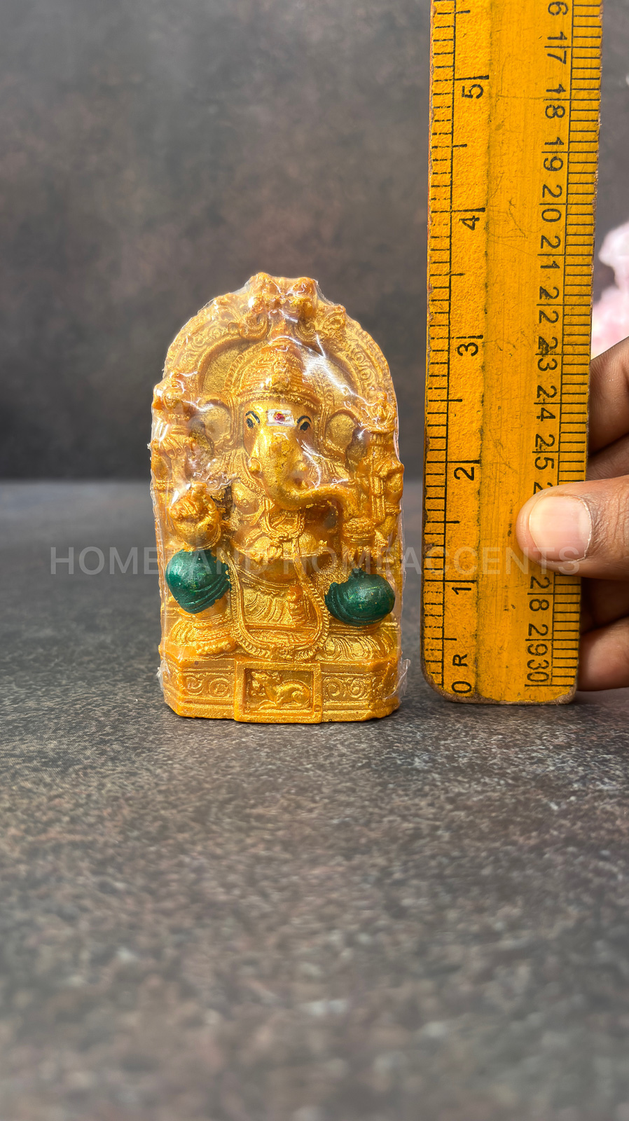 Golden with Green Ganesha Idol