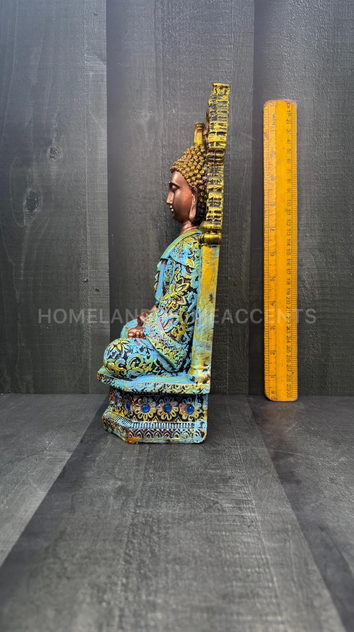 Majestic Sitting Buddha Idol with Arch Backrest – 11.5 Inches