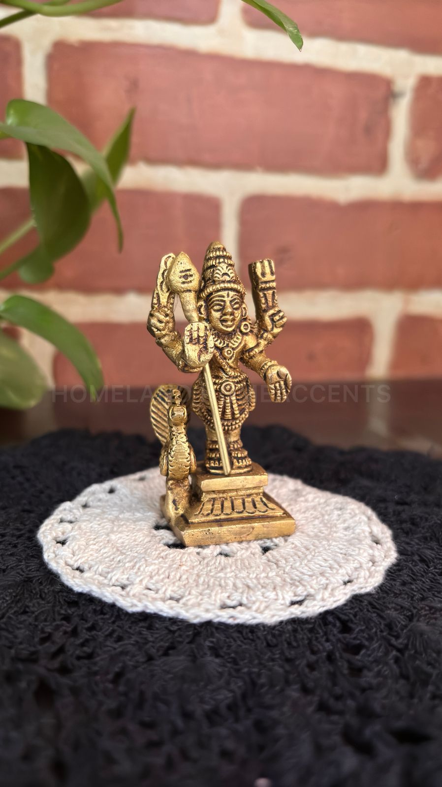 Brass Murugar Statue - 2.5x1x1 inches