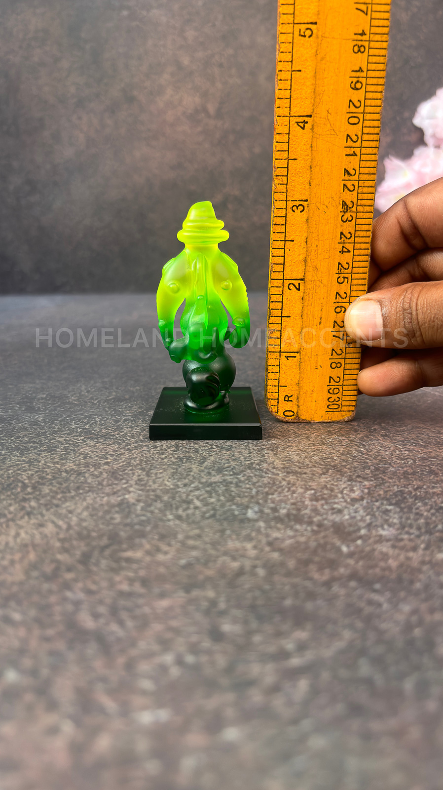Glass Ganesha Figurine - Fluorescent green-Dark Green Gradient