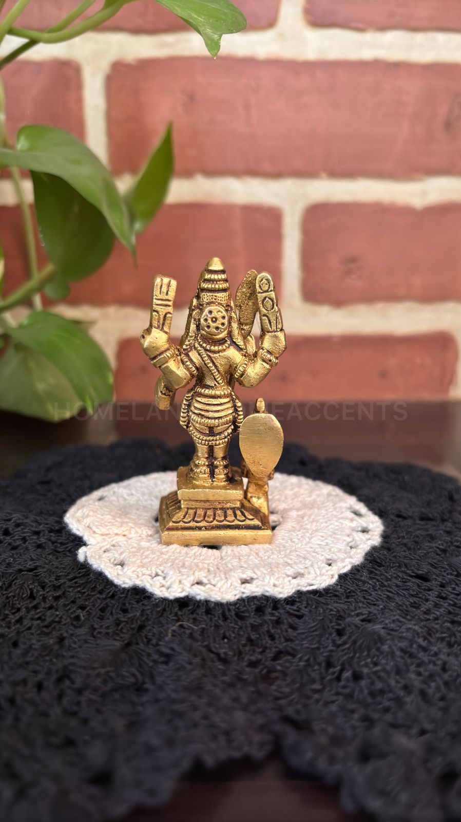 Brass Murugar Statue - 2.5x1x1 inches