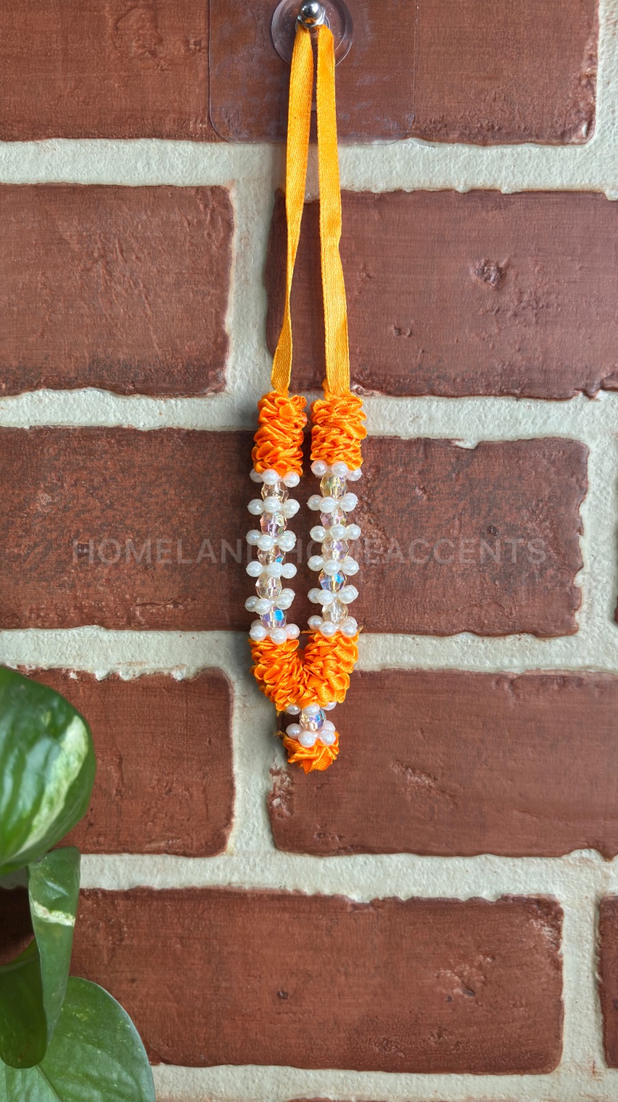 Mini Maalai/Garland with Pearl Detailing - Orange