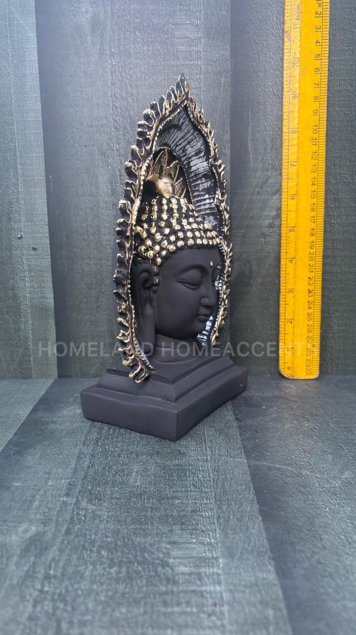 Buddha Face Idol – Black & Gold Polyresin Showpiece
