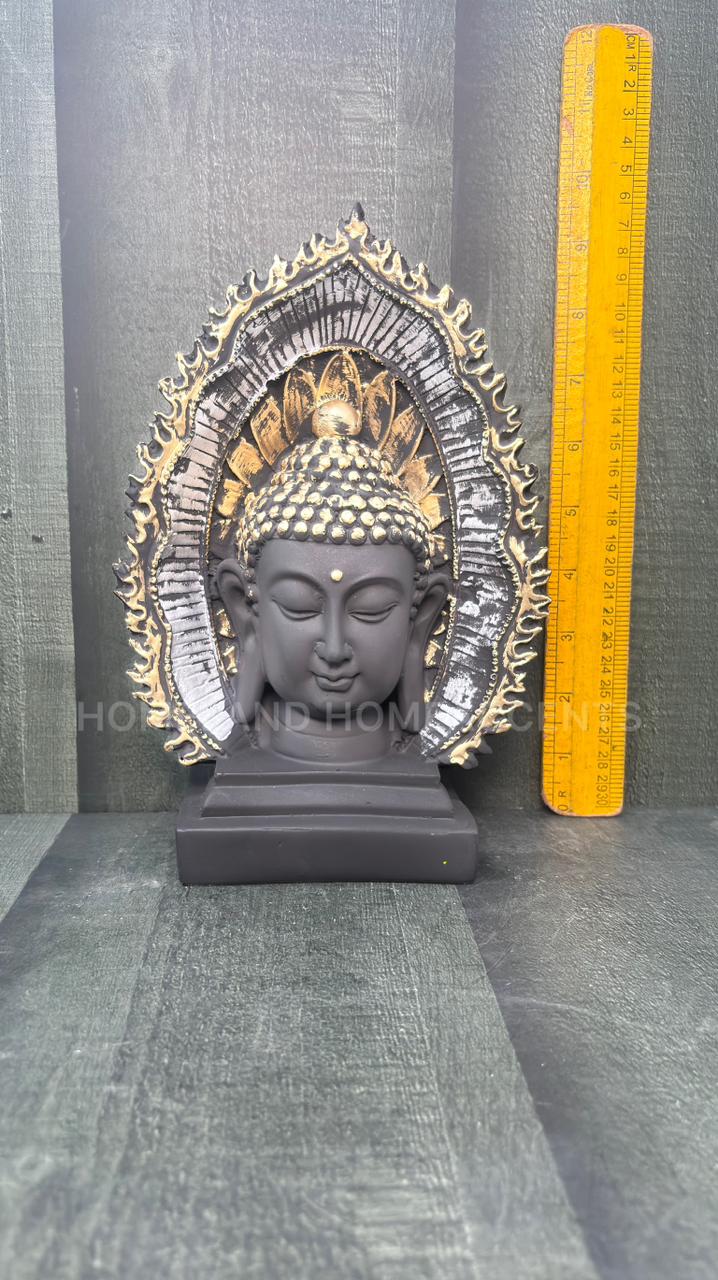 Buddha Face Idol – Black & Gold Polyresin Showpiece