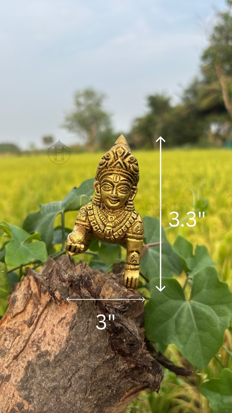 Brass Laddu Krishna Idol 3.3 inches