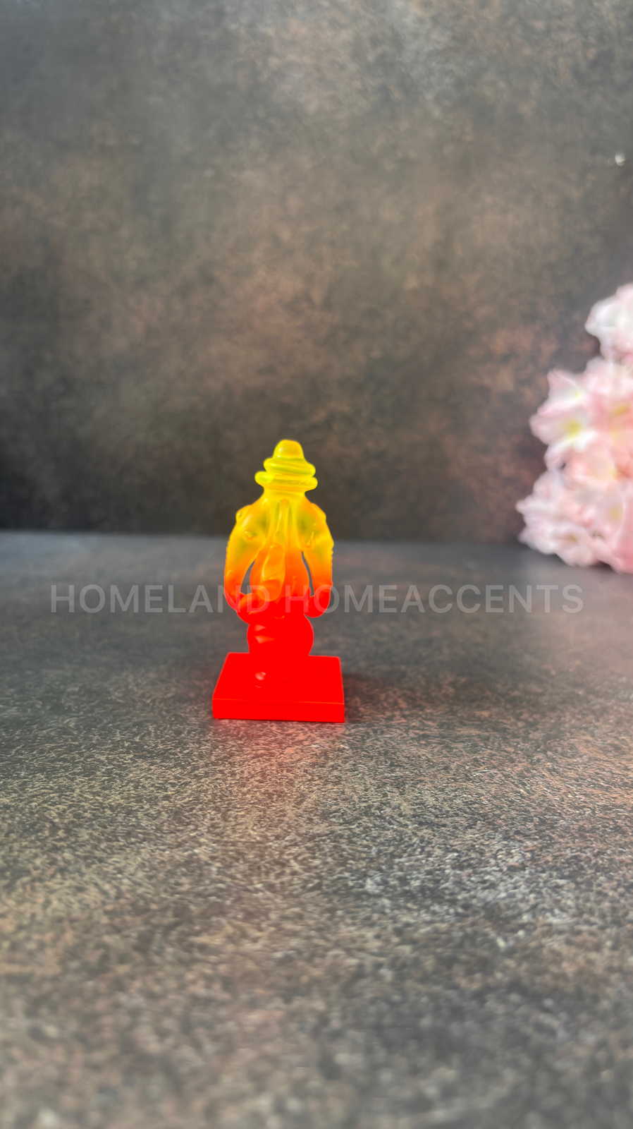 Glass Ganesha Figurine - Vibrant Yellow-Red Gradient
