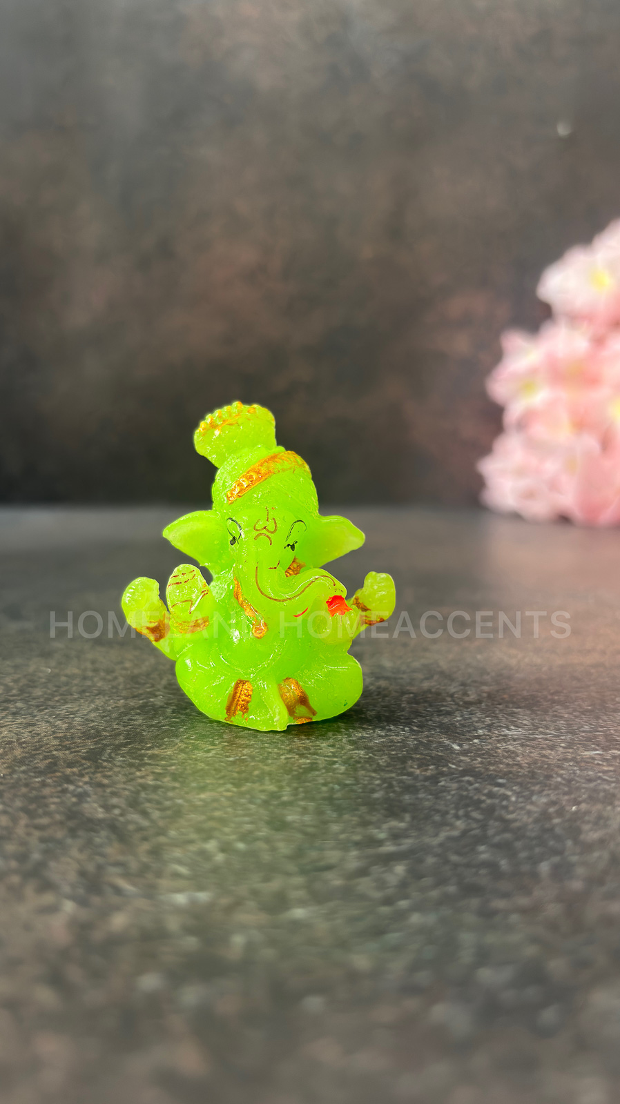 Bright Green Decorative Radium Resin Ganesha Idol 2