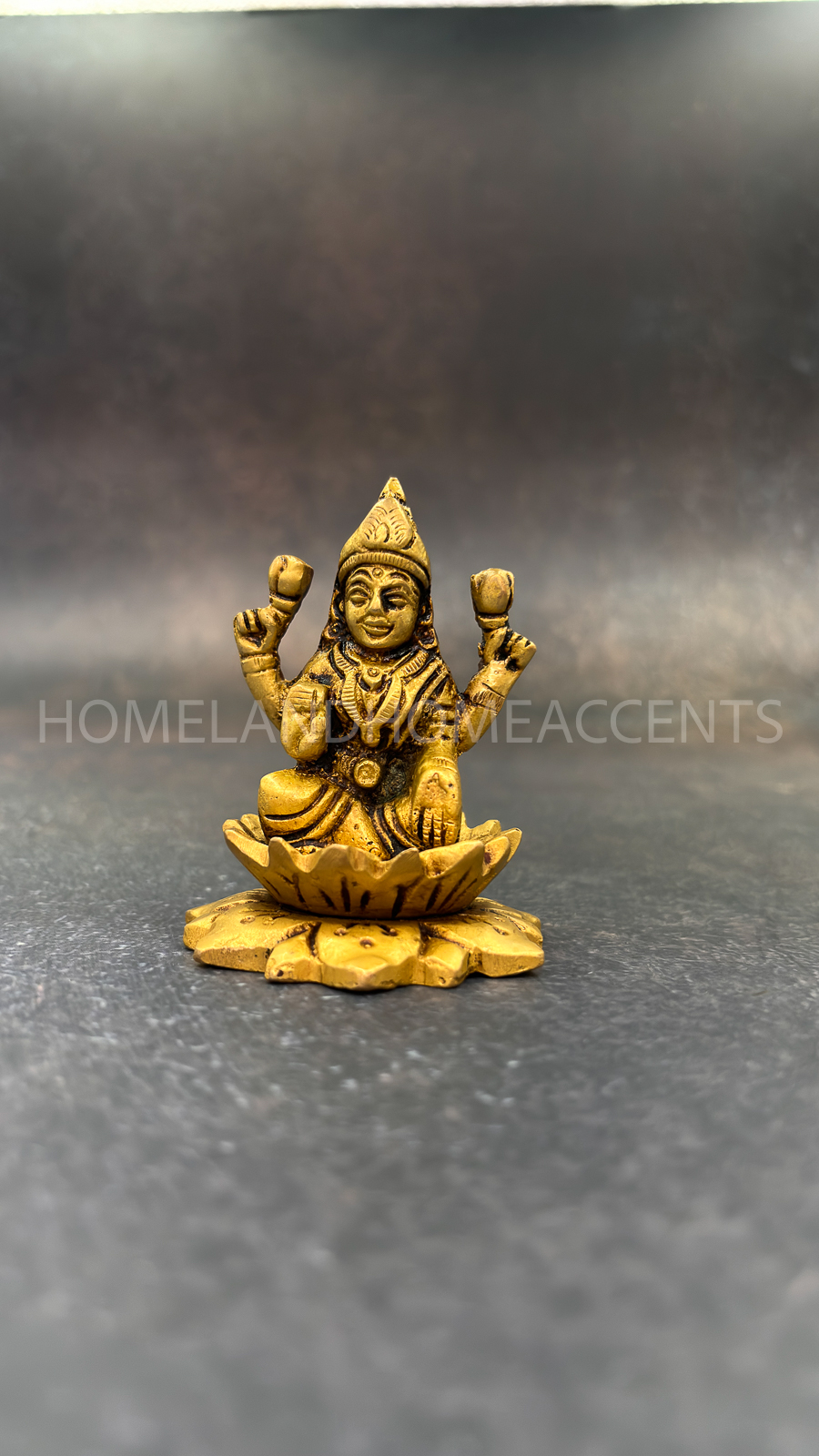 Brass Lakshmi Idol Sitting on Lotus