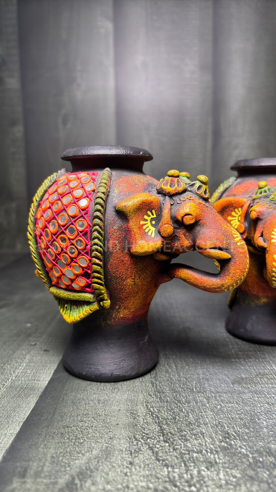 Handcrafted Elephant Face Terracotta Vase