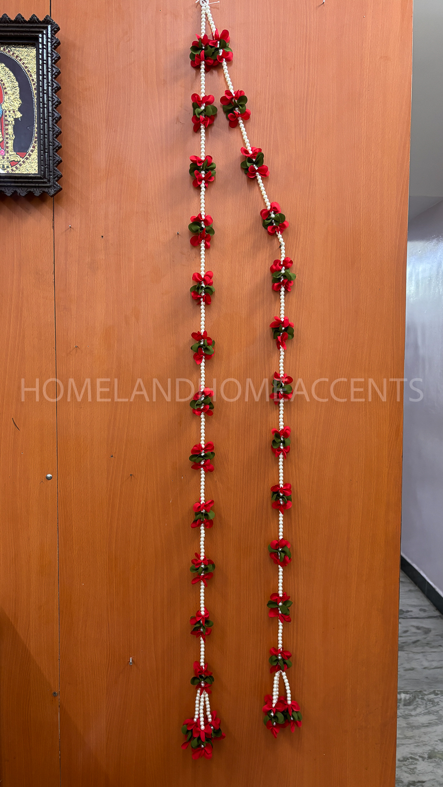 Elegant Beads Thoranam with Fabric Flowers (Pair)