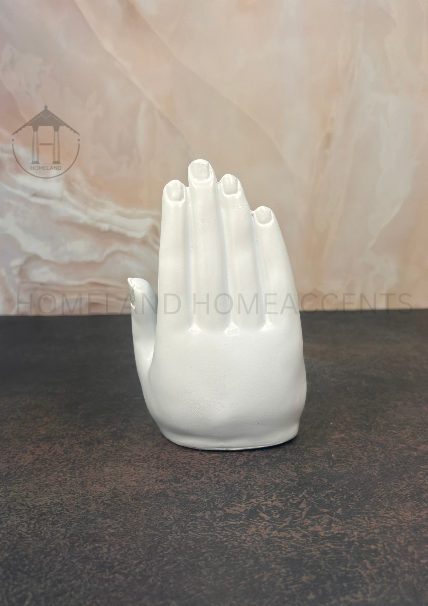 Hand Buddha Statue - White Resin
