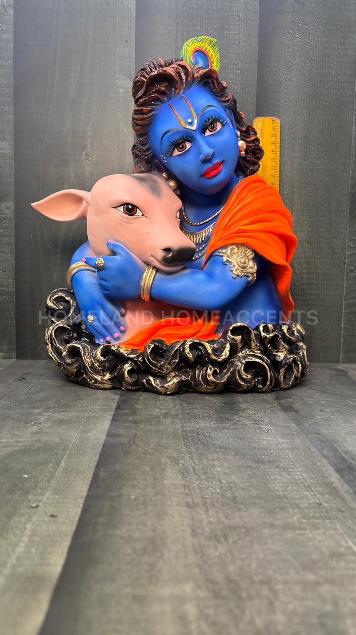 Krishna with Calf – Graceful Resin Idol | 13 Inches