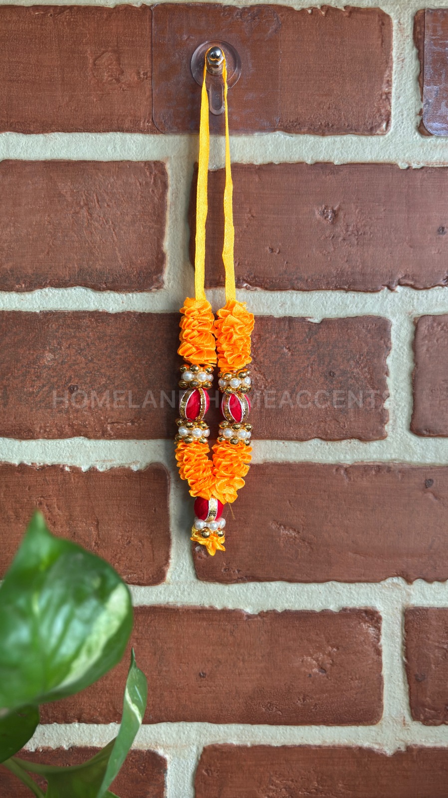 Mini Maalai/Garland with Beads Detailing - Orange