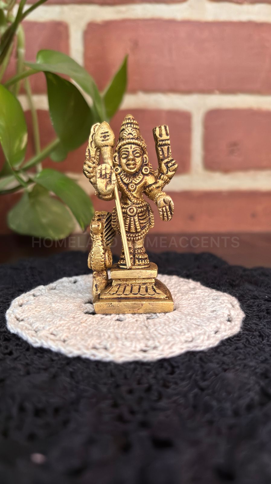 Brass Murugar Statue - 2.5x1x1 inches