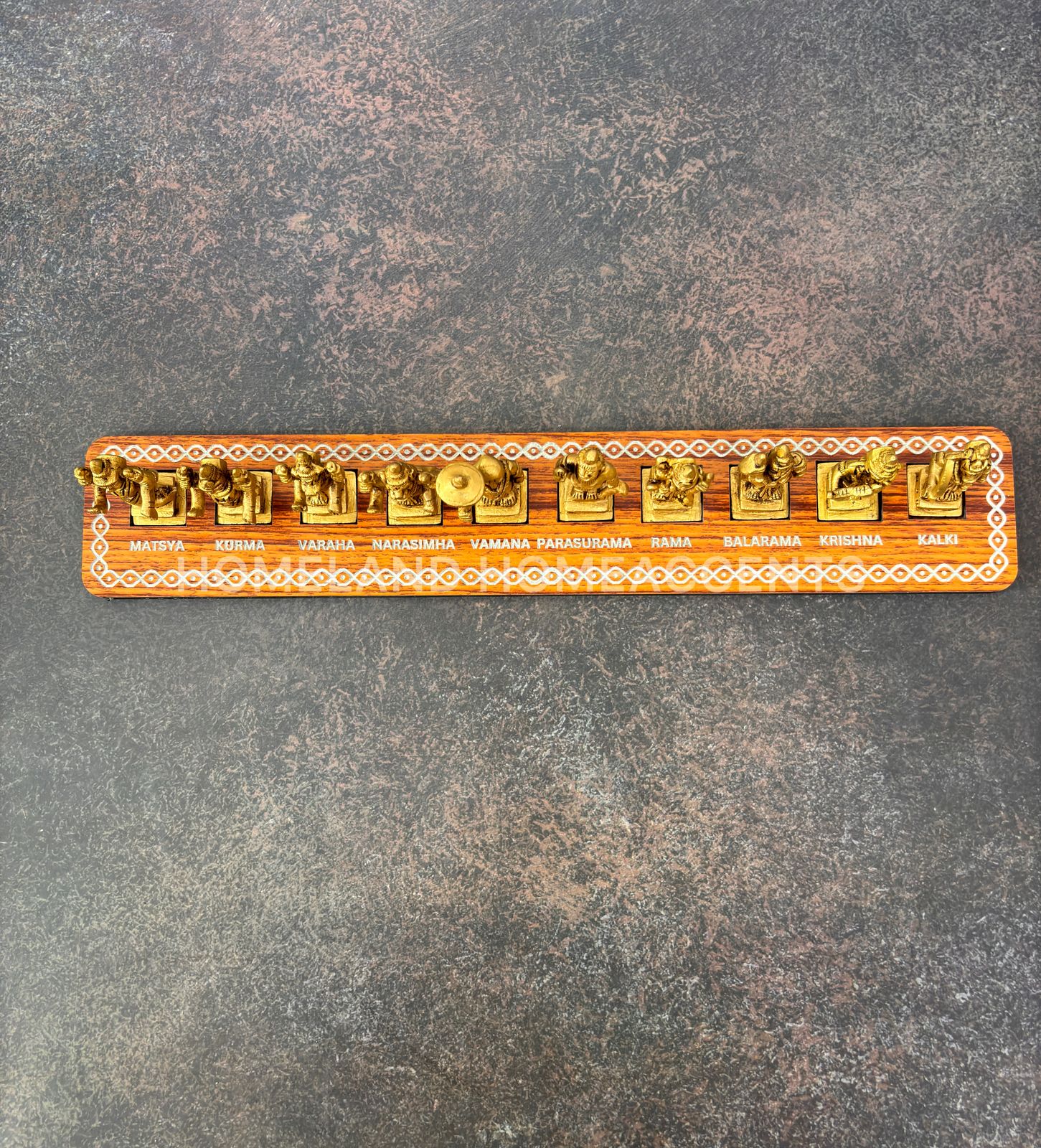 Brass Dasavatharam Set in Engraved Board