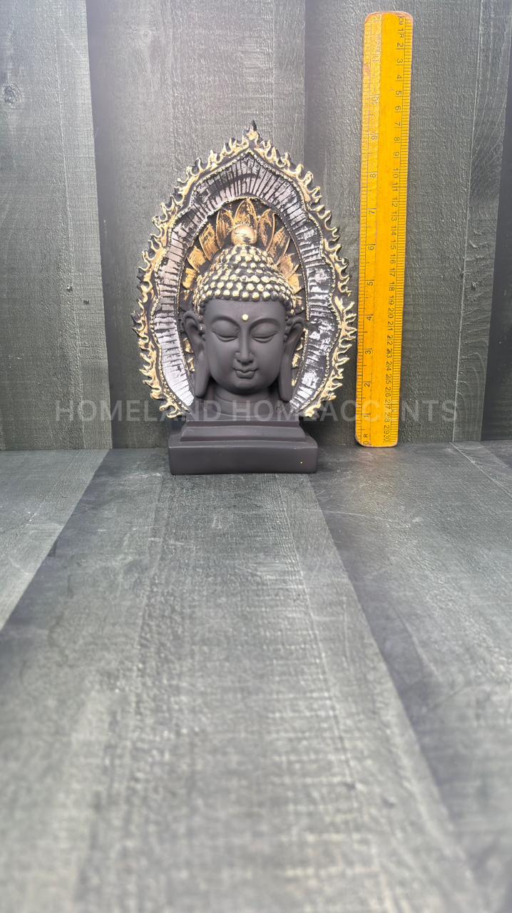 Buddha Face Idol – Black & Gold Polyresin Showpiece