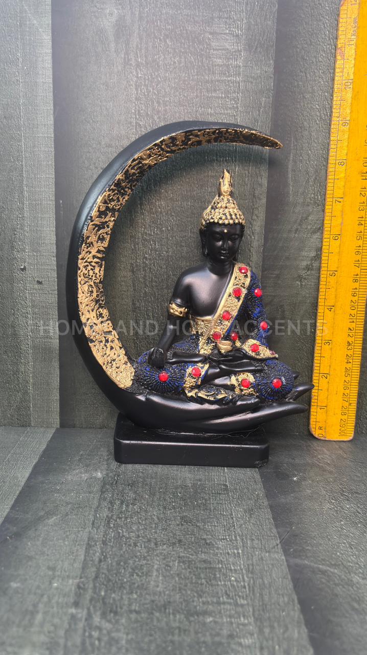 Moon Buddha Idol – Polyresin Decorative Showpiece