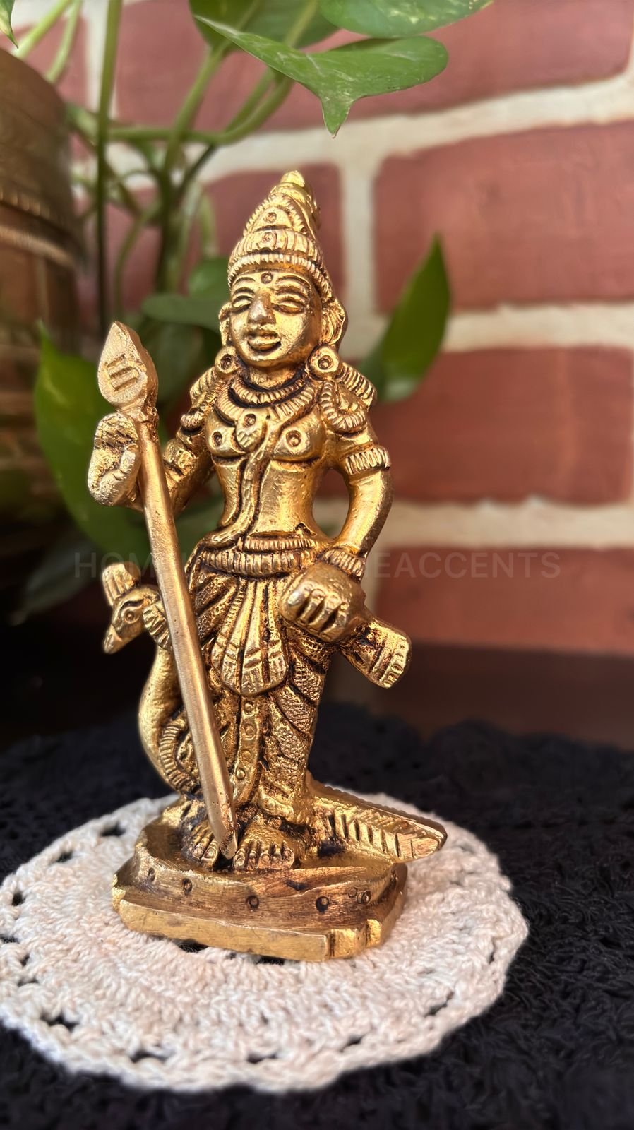 Brass Murugar Statue - 4.5x2.5x0.9 inches