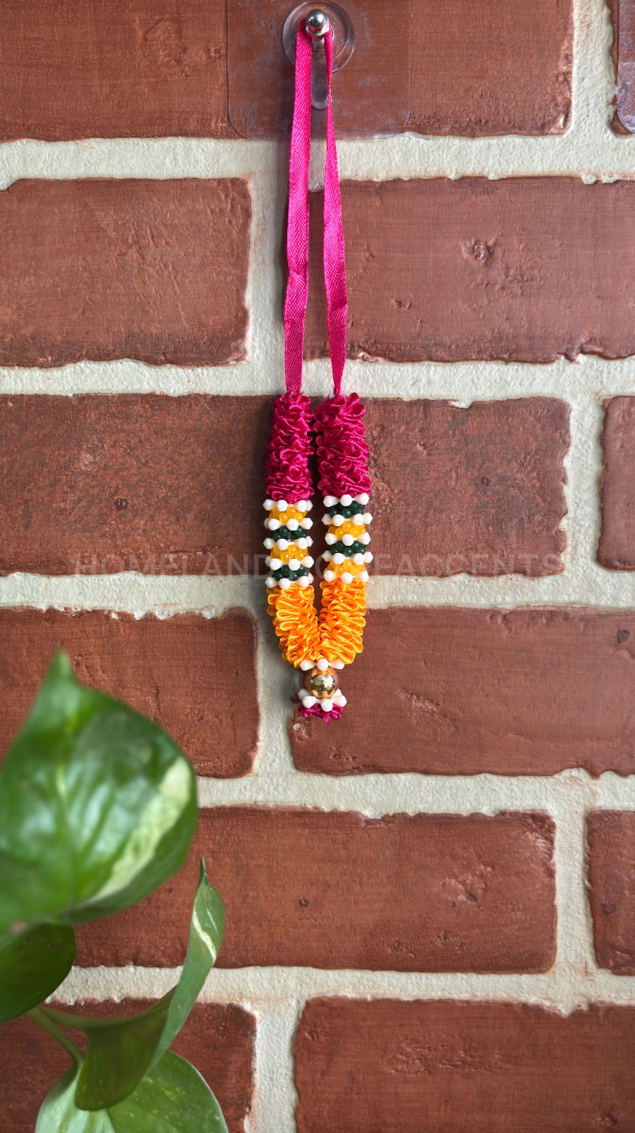 Mini Maalai/Garland with Beads Detailing - Pink&Orange A