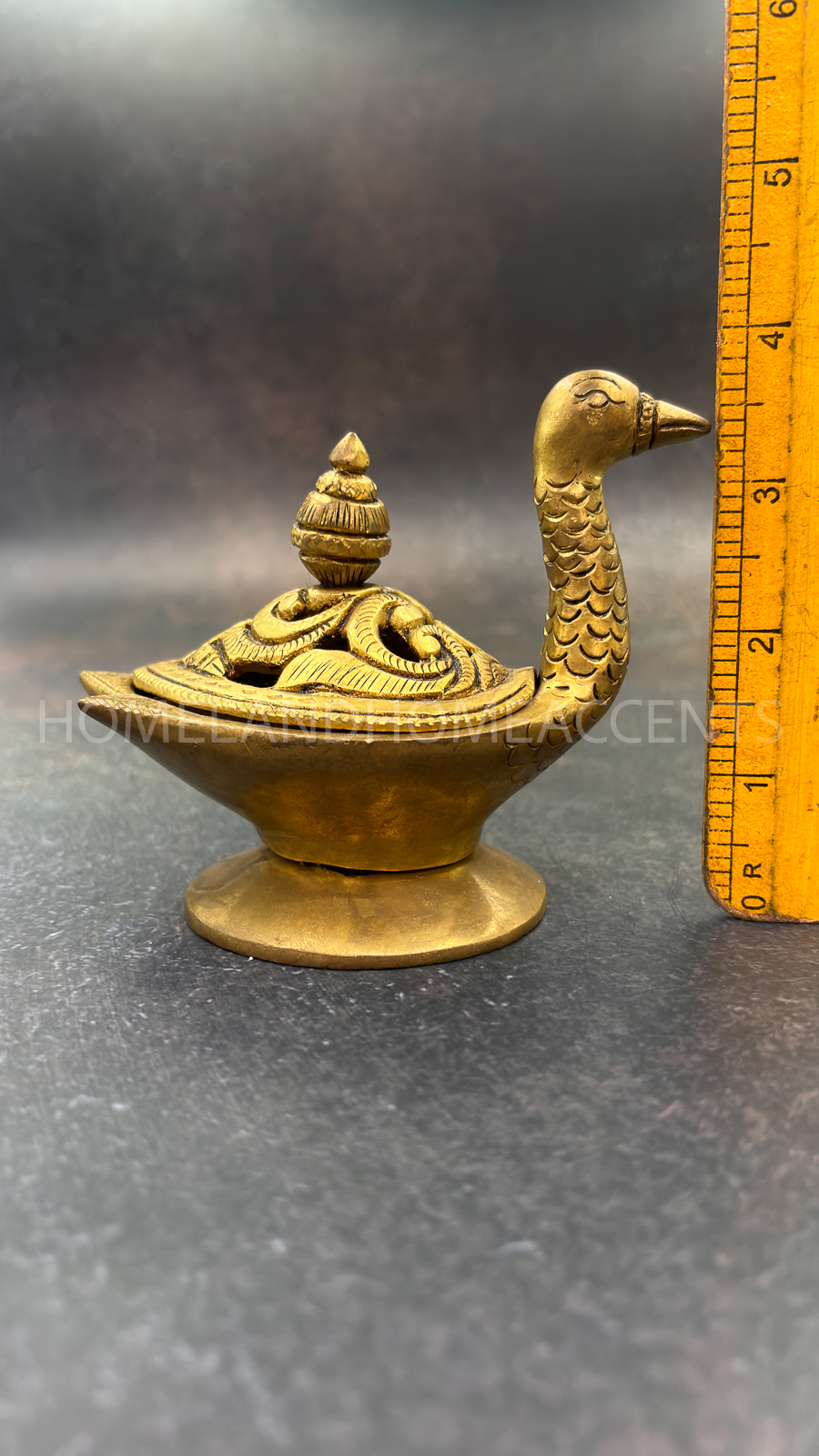 Annam sambrani stand with carved lid