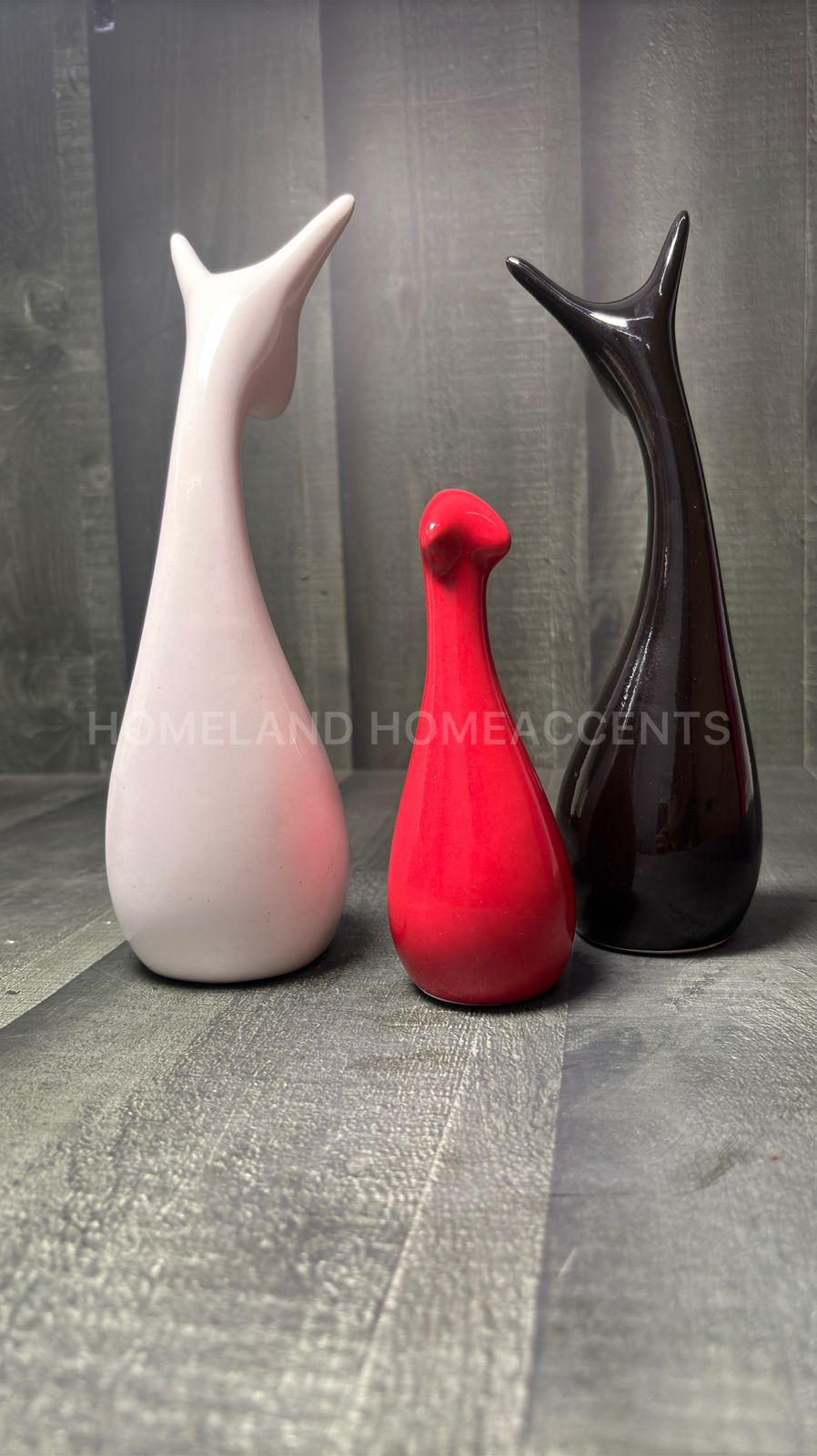 Modern Ceramic Deer Family Showpiece – Set of 3 (Glossy Finish, 675g)