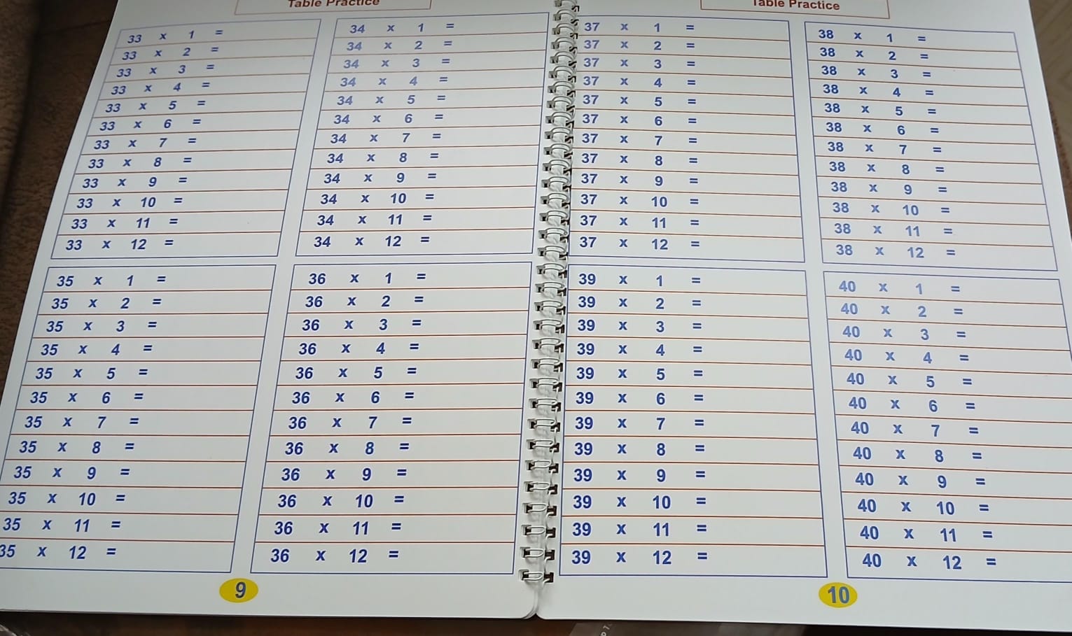 Re-writable Book - Tables